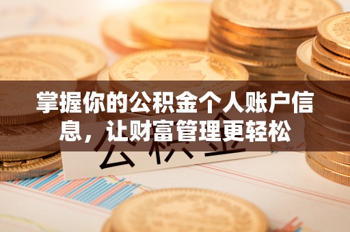 金堂掌握你的公积金个人账户信息，让财富管理更轻松